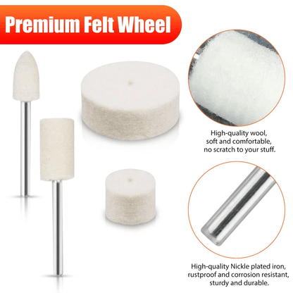 Wool Felt Buffing Polishing Pads Wheel Set For Dremel Grinder Precision Metal  Jewelry Polishing Ac 2