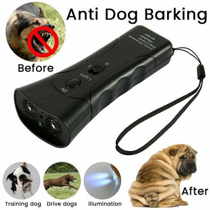 Ultrasonic Anti-Barking Device, Dog Barking Trainer with LED Light & Gentle Sonic Chaser for Pets