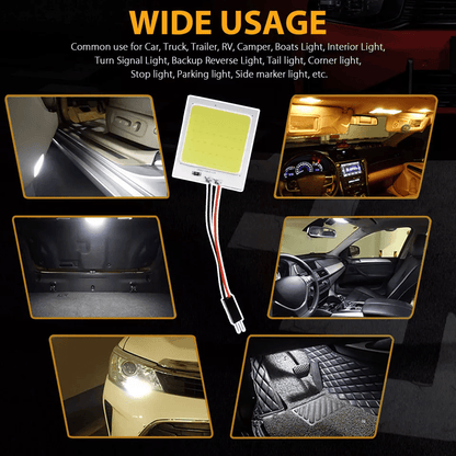 White LED Panel Festoon Car Interior Dome Map Light Bulbs  Super Bright Self Adhesive Adapter Kit 4
