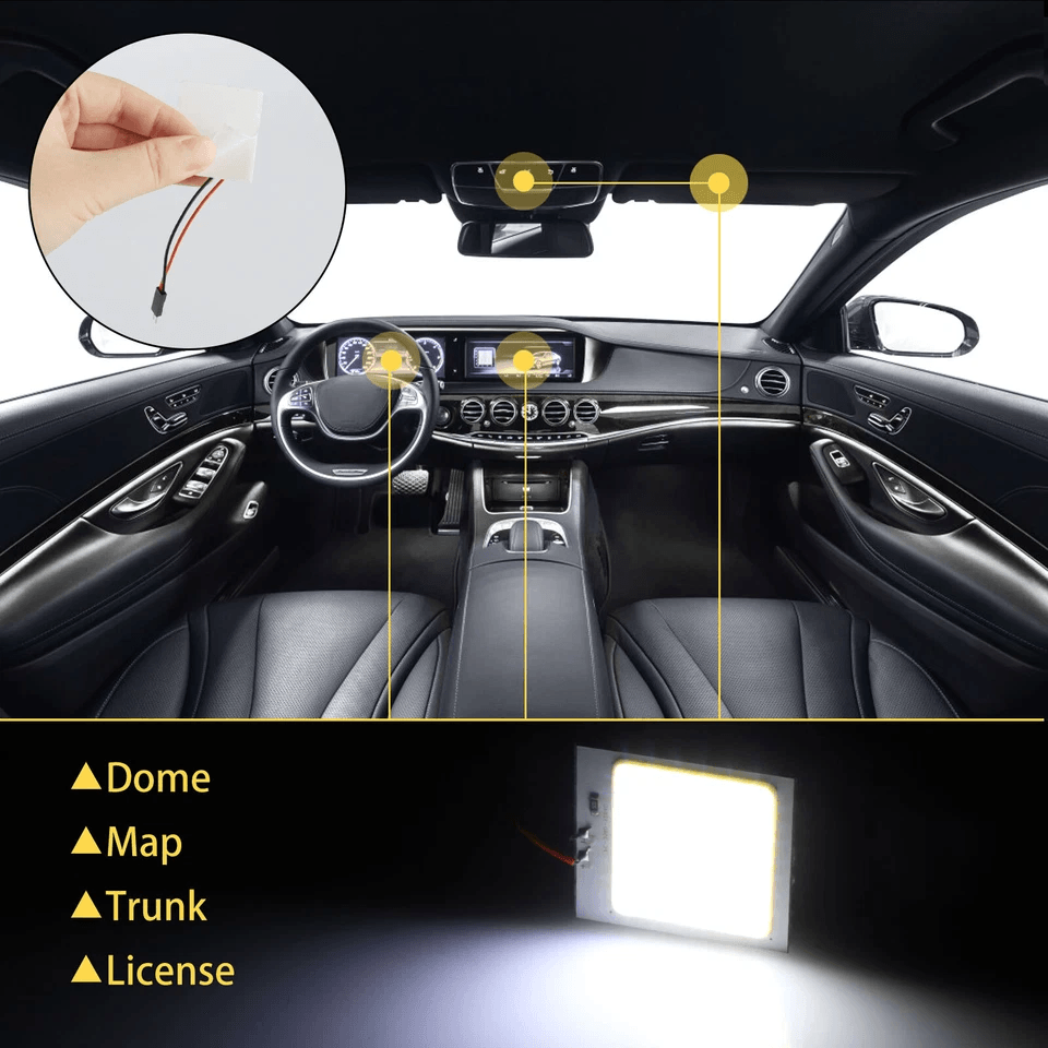White LED Panel Festoon Car Interior Dome Map Light Bulbs  Super Bright Self Adhesive Adapter Kit 1