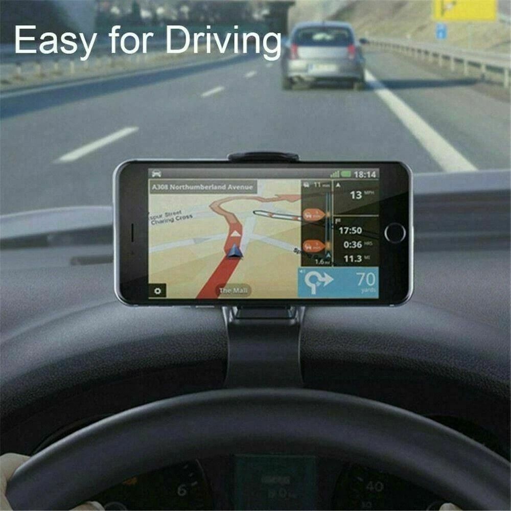 Universal Car Dashboard Mount Holder Stand – HUD Design Phone Cradle for Cell Phone & GPS – Non-Slip Silicone Base