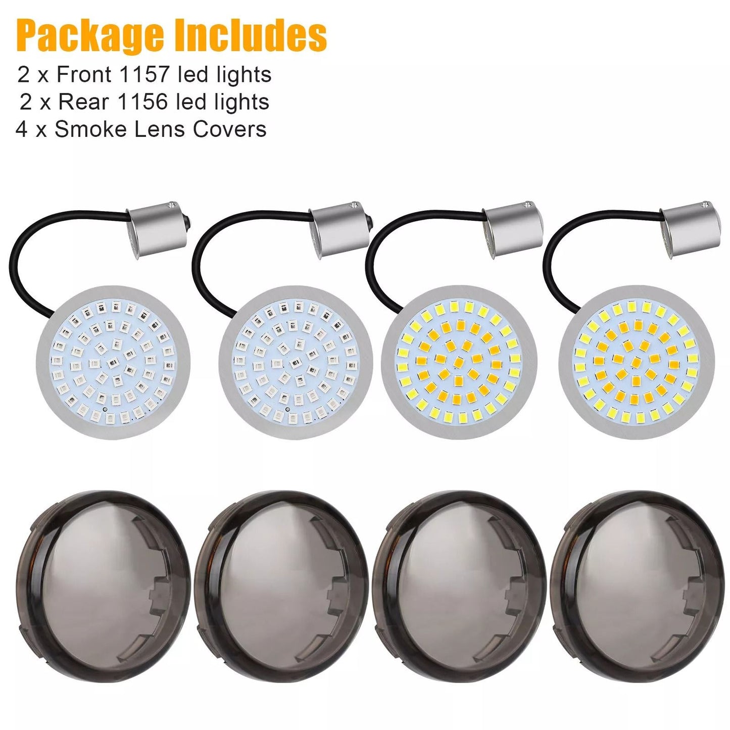 1157 Front 1156 Rear LED Bullet Turn Signal Lights Smoke Lens Compatible With Harley Motorcycles 7