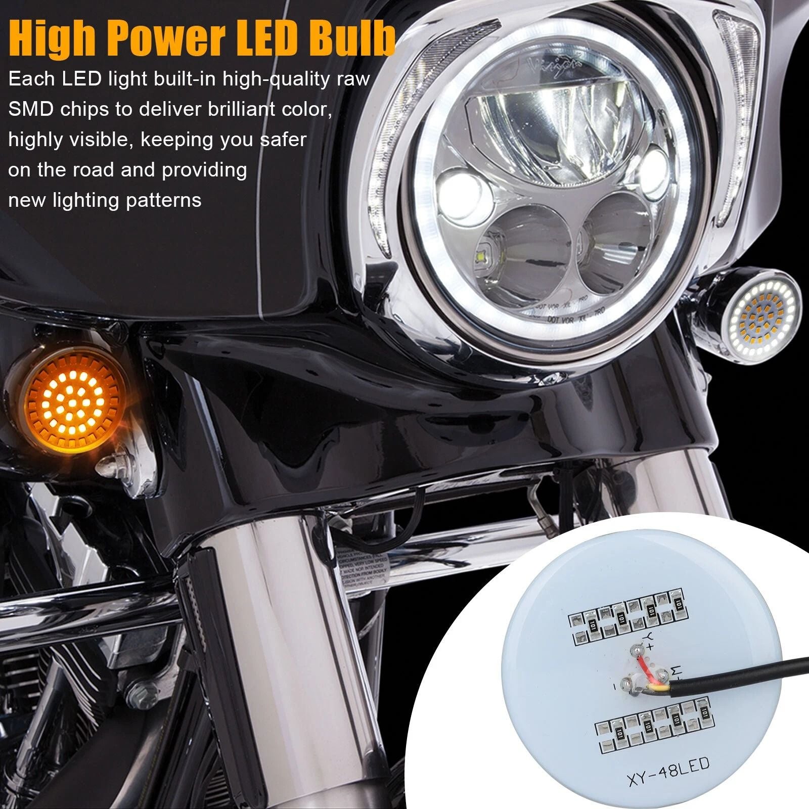 1157 Front 1156 Rear LED Bullet Turn Signal Lights Smoke Lens Compatible With Harley Motorcycles 2
