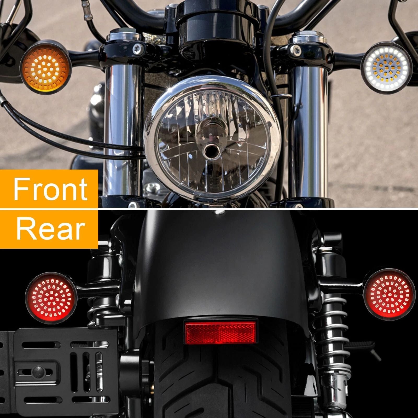 1157 Front 1156 Rear LED Bullet Turn Signal Lights Smoke Lens Compatible with Harley Motorcycles