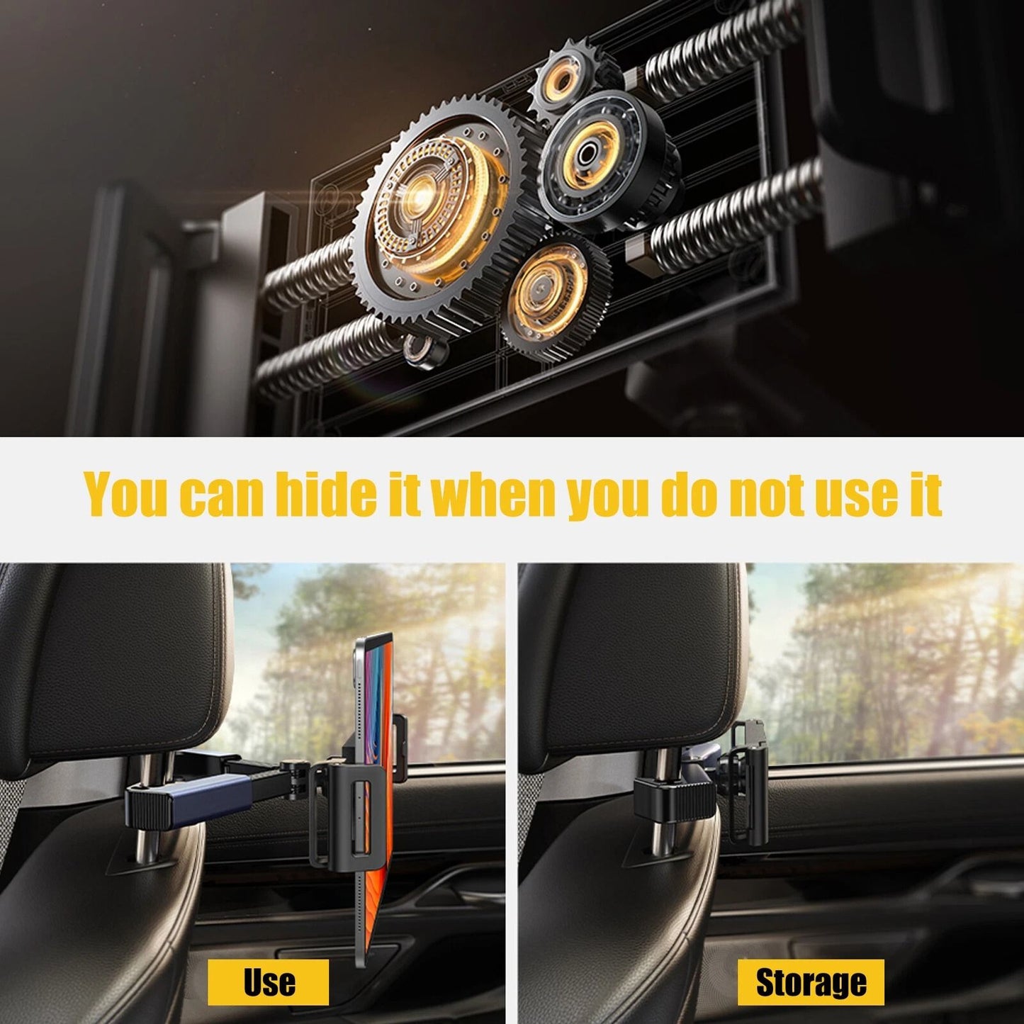 Car Headrest Back Seat Mount Holder Adjustable 47129 Tablet Stand For IPhone Samsung 360 Rotation F 1