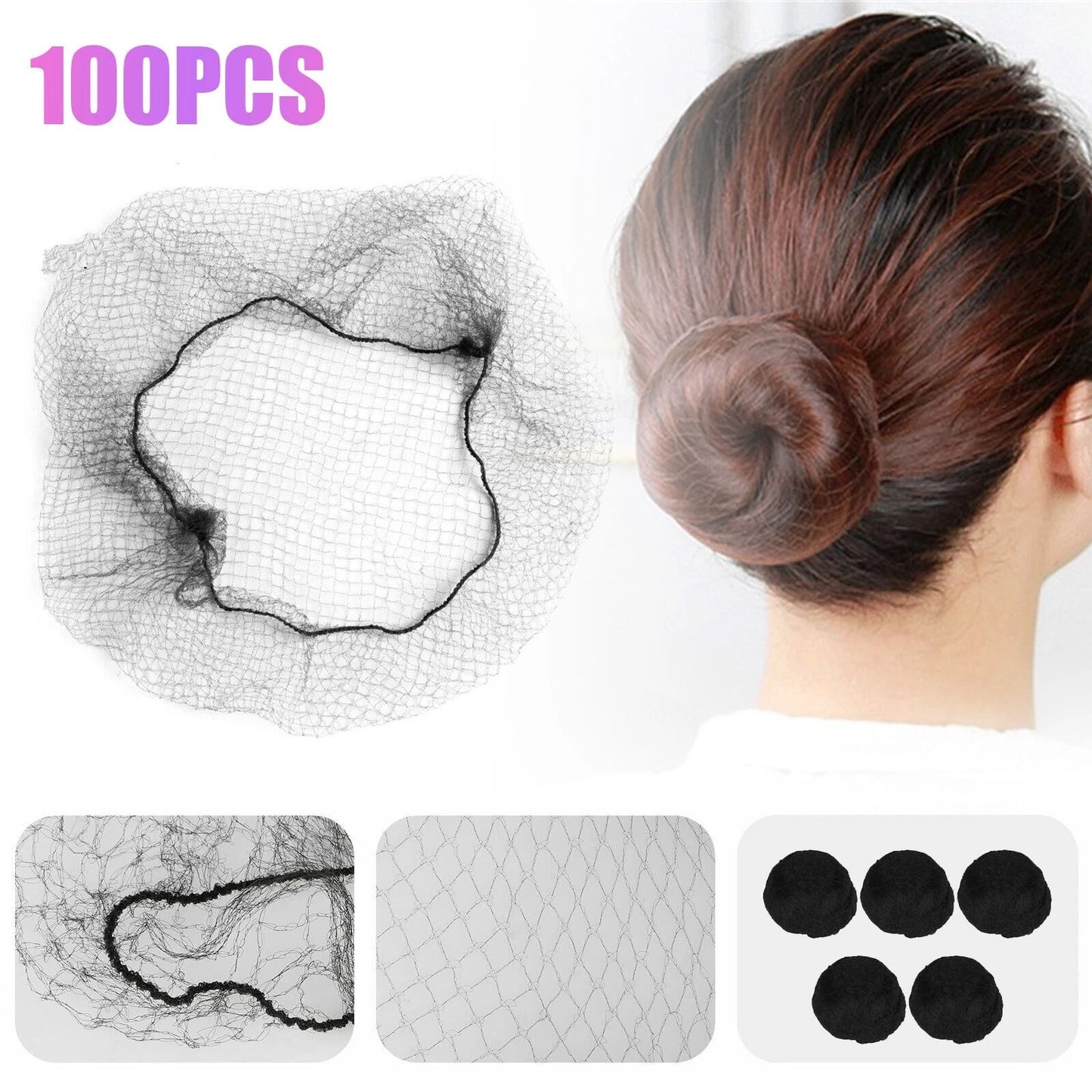 100Pack Black Mesh Hair Nets Invisible Stretch Hairnet With Elastic Edge For Bun  Updo Styles 4