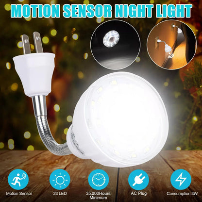 Auto-On Motion Sensor Night Light, LED Plug-In Wall Lamp for Stairs, Bedrooms & Hallways (AC Outlet)