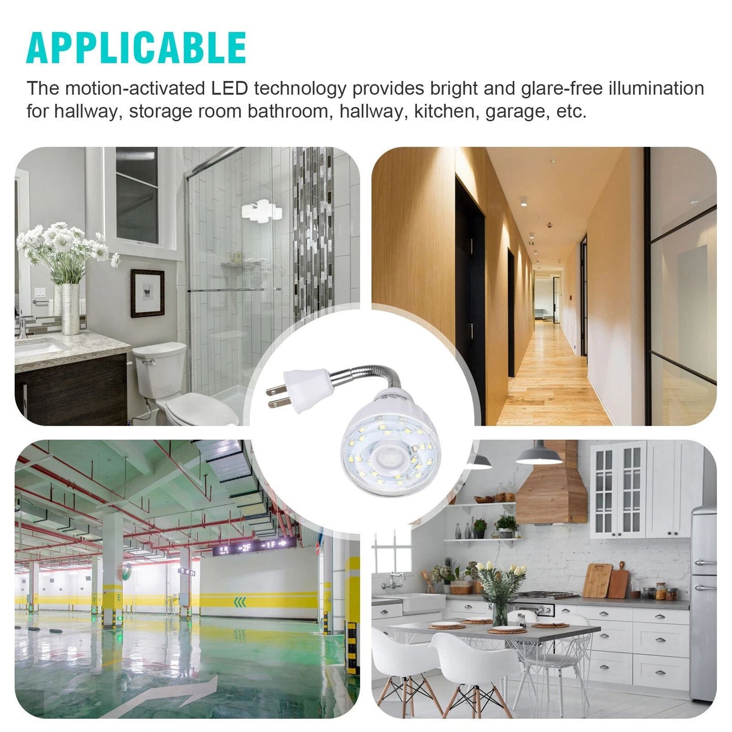 AutoOn Motion Sensor Night Light LED PlugIn Wall Lamp For Stairs Bedrooms  Hallways AC Outlet 6