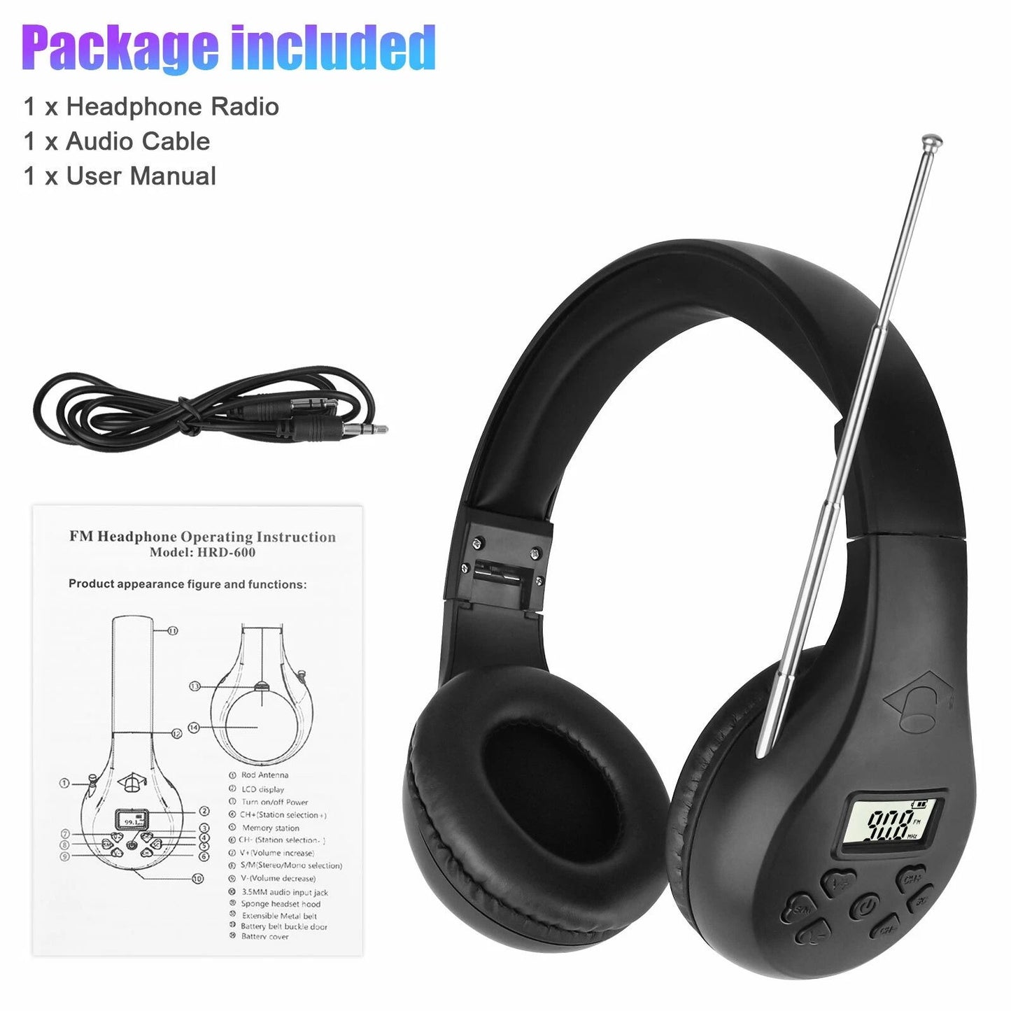 Foldable FM Radio Headphones Stereo Bass Sound With Noise Reduction  Clear Reception 3