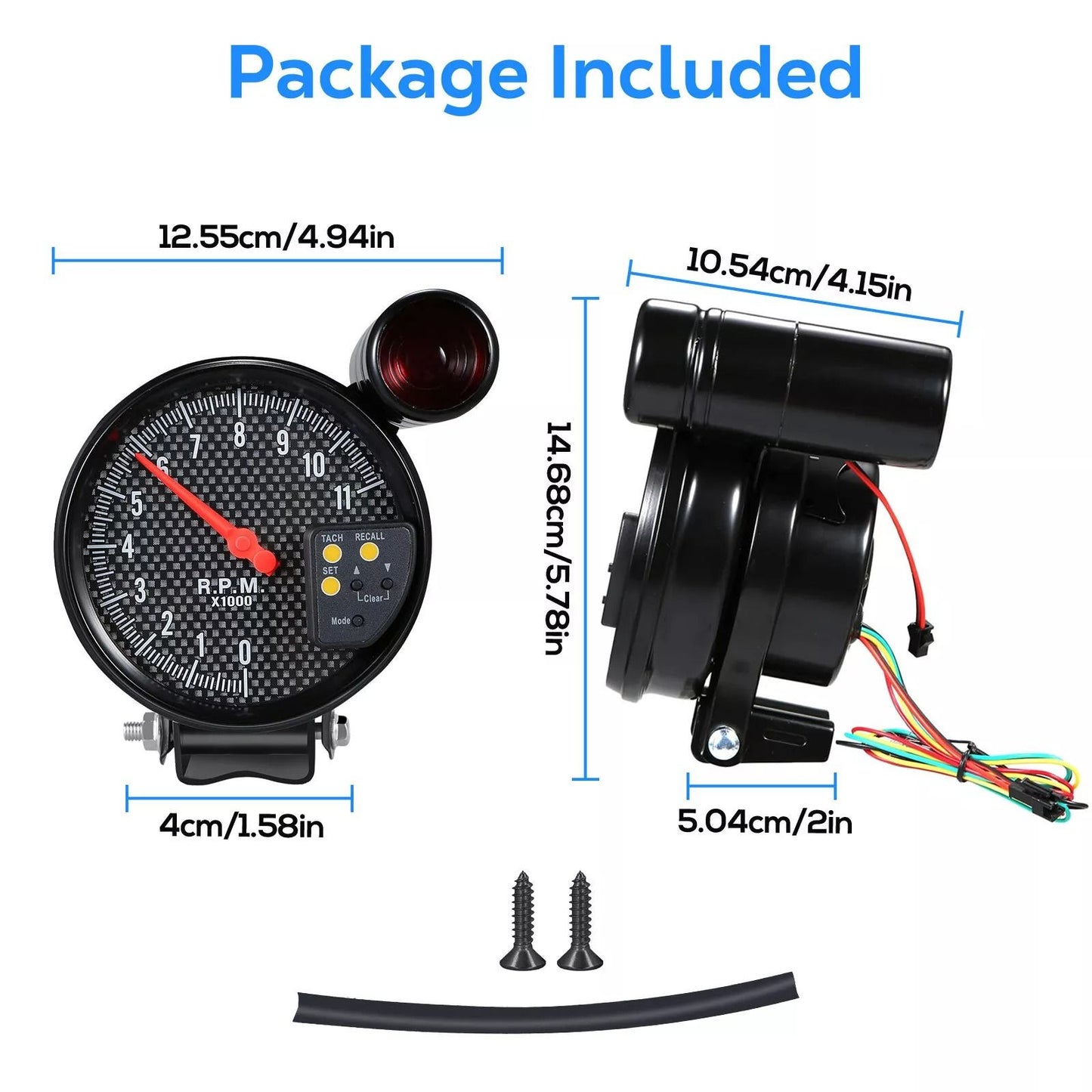 7Color Digital Tachometer 011000 RPM Gauge With Bright Shift Light For Cars  Motorcycles 5