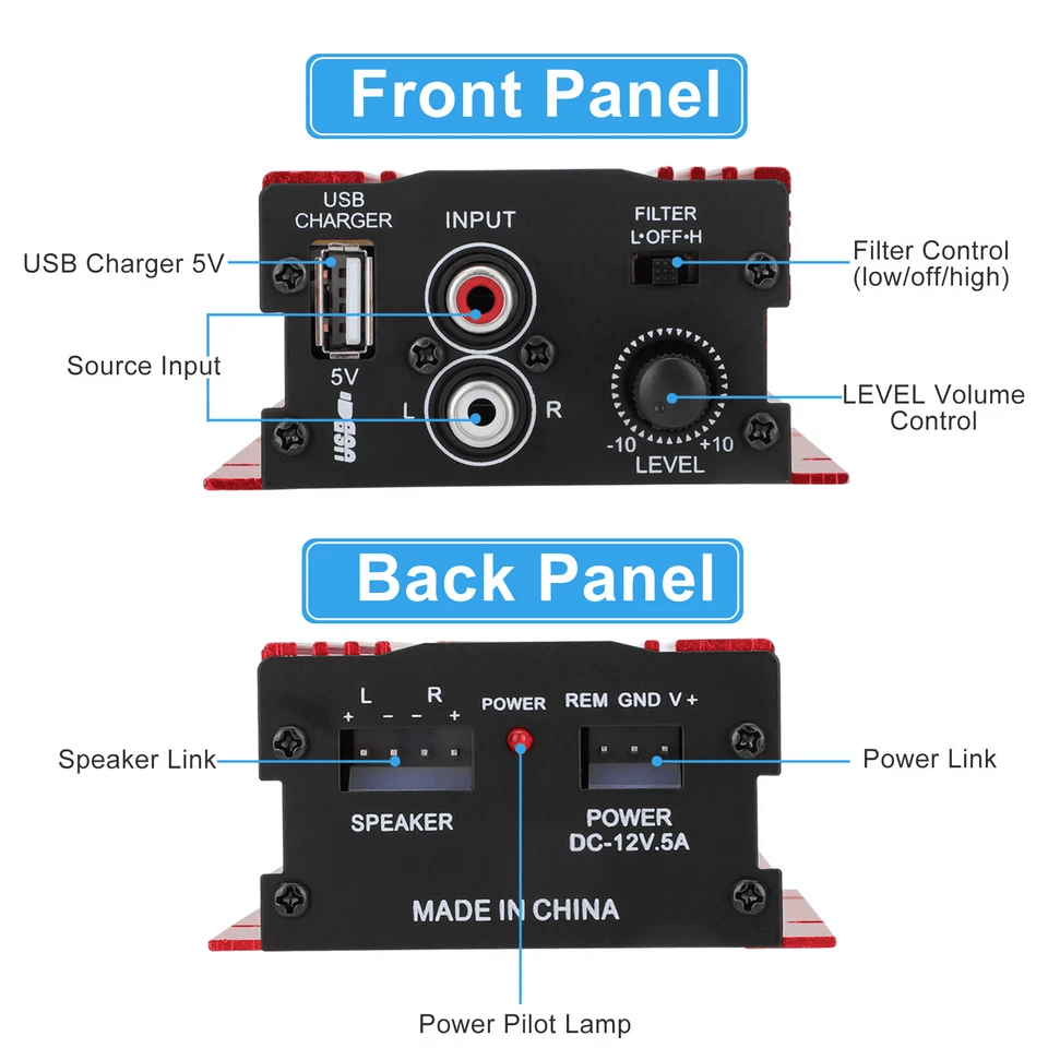 HiFi Car Home Stereo Amplifier Powerful Bass Audio Power Amp For Vehicles  Home Use 1