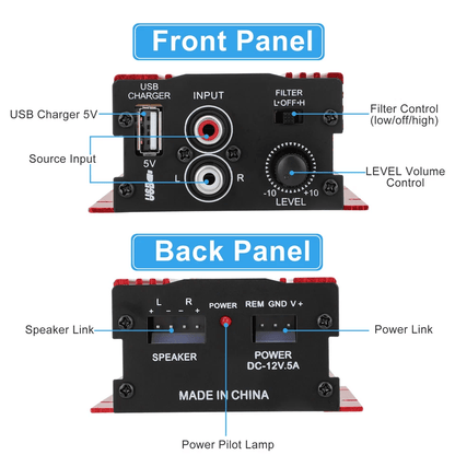 HiFi Car Home Stereo Amplifier Powerful Bass Audio Power Amp For Vehicles  Home Use 1