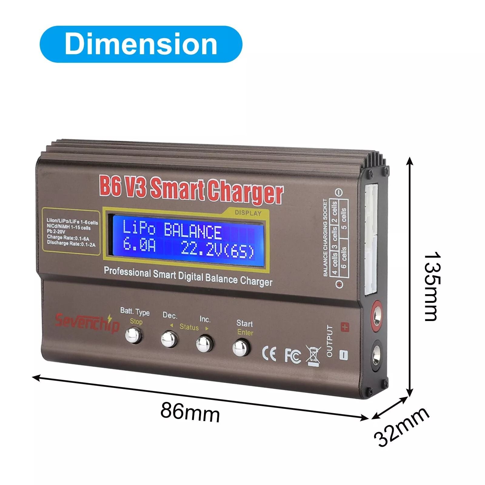 80W 6A RC Battery Charger B6 V3 Smart Balance Charger For Lipo NiMH NiCd  LiHV Batteries 6