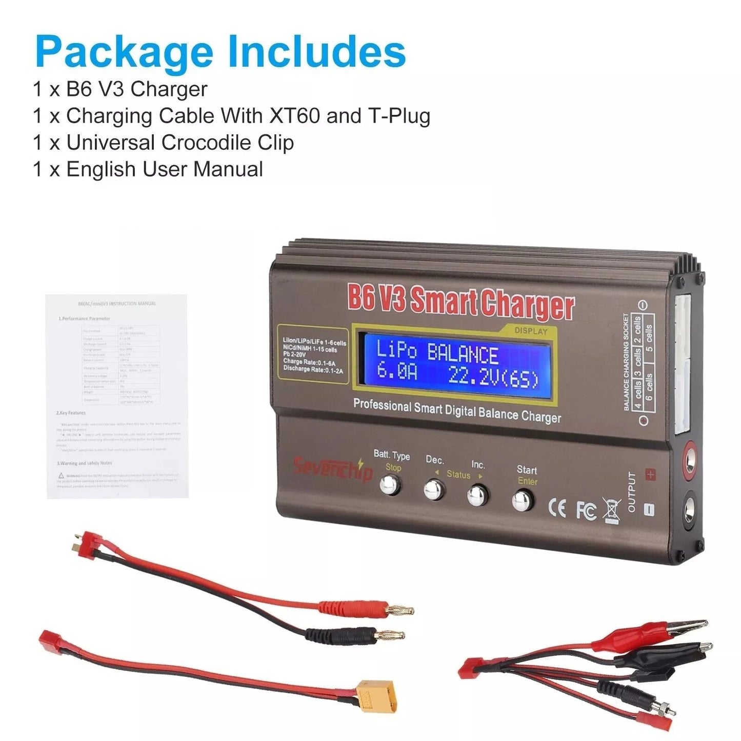 80W 6A RC Battery Charger B6 V3 Smart Balance Charger For Lipo NiMH NiCd  LiHV Batteries 1