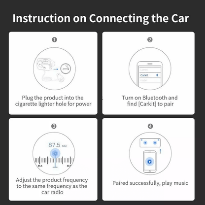 Handsfree Bluetooth FM Transmitter Wireless Radio Adapter Car Kit MP3 Player USB Charger With Clear