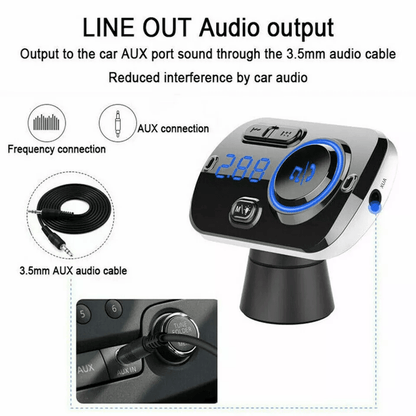 Handsfree Bluetooth FM Transmitter Wireless Radio Adapter Car Kit MP3 Player USB Charger With Clear