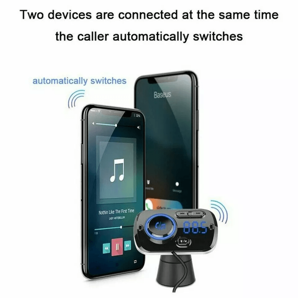 Handsfree Bluetooth FM Transmitter Wireless Radio Adapter Car Kit MP3 Player USB Charger With Clear