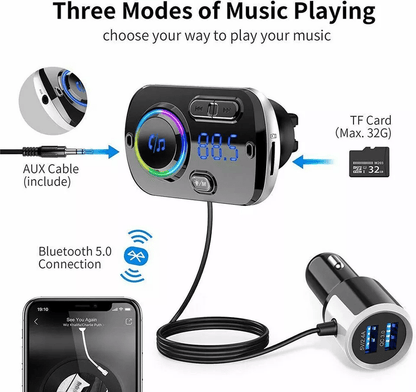 Handsfree Bluetooth FM Transmitter Wireless Radio Adapter Car Kit MP3 Player USB Charger With Clear