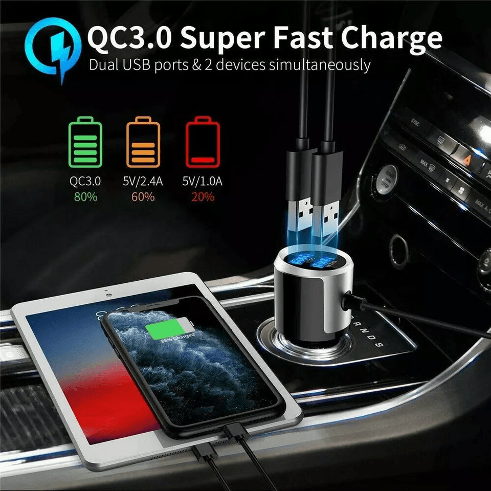 Handsfree Bluetooth FM Transmitter Wireless Radio Adapter Car Kit MP3 Player USB Charger With Clear