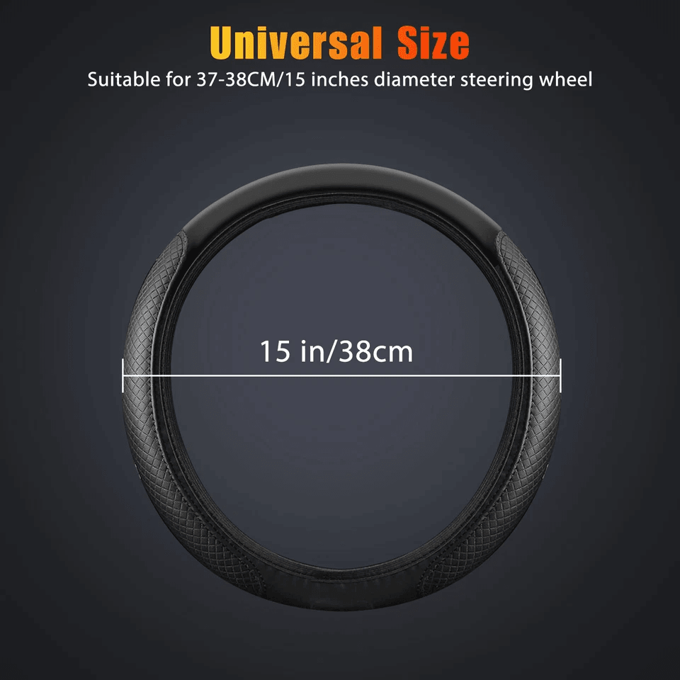 Universal Car Steering Wheel Cover PU Leather Non Slip Accessory All Season Protection  Luxury Inte 3