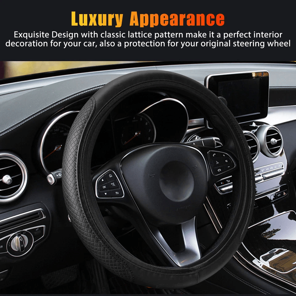 Universal Car Steering Wheel Cover, PU Leather Non Slip Accessory, All Season Protection & Luxury Interior Upgrade