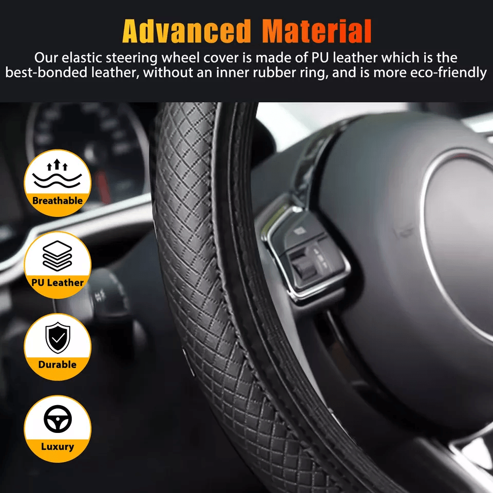 Universal Car Steering Wheel Cover PU Leather Non Slip Accessory All Season Protection  Luxury Inte 2