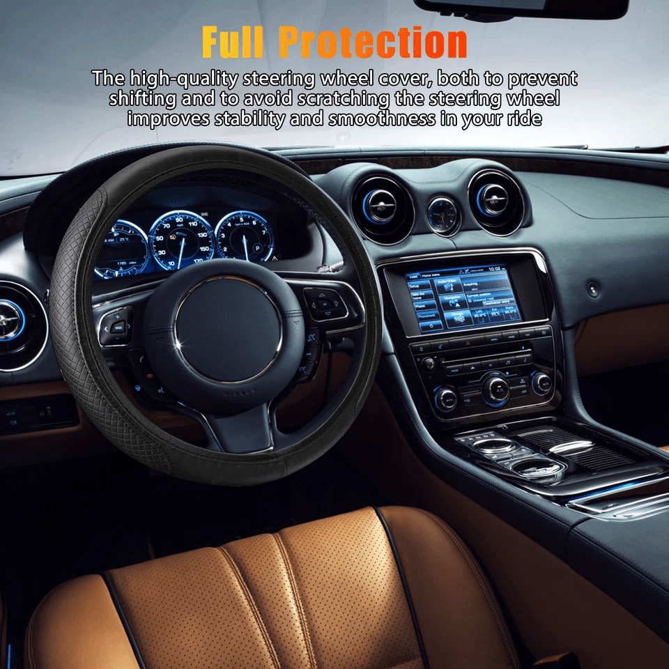 Universal Car Steering Wheel Cover PU Leather Non Slip Accessory All Season Protection  Luxury Inte 1