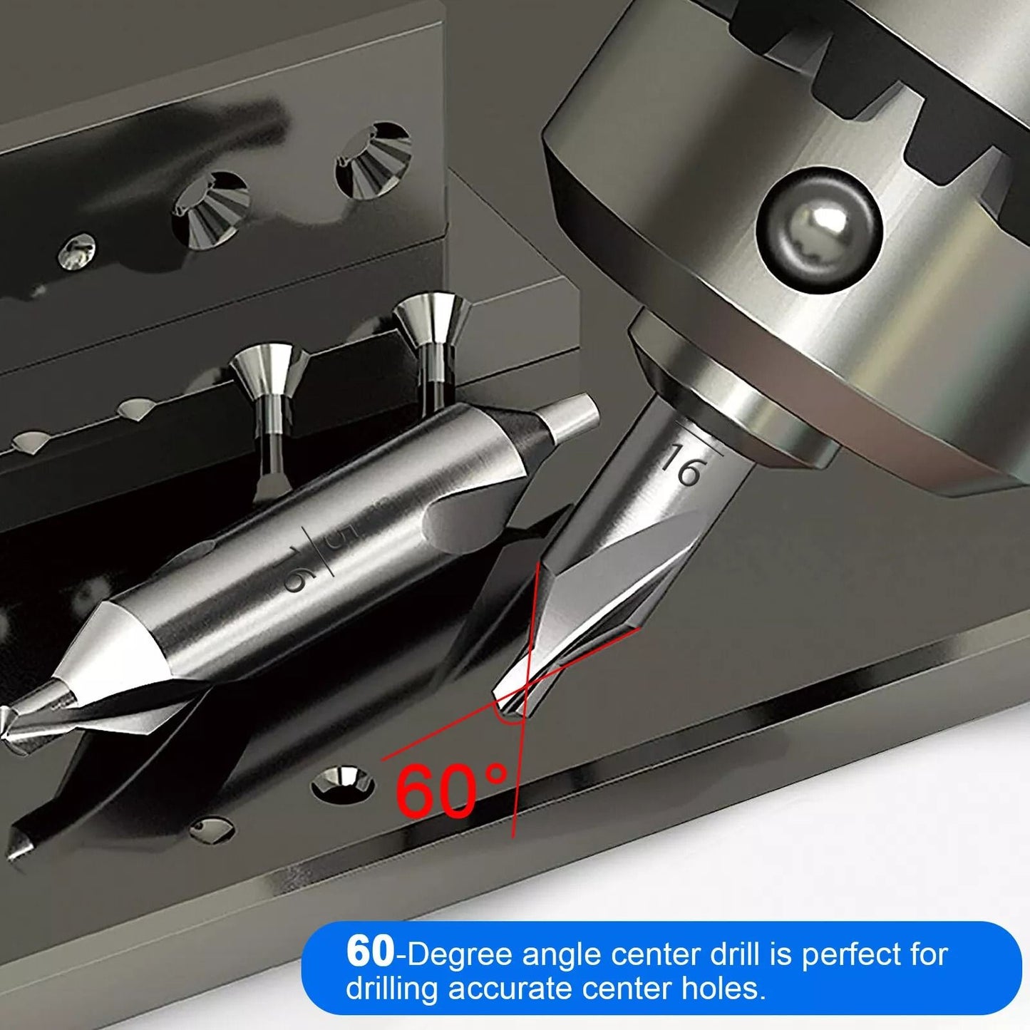 7PCS Center Drill Countersink Pilot Bits Set  60Degree Angle HSS Metalworking Tools For Steel Alumi 4