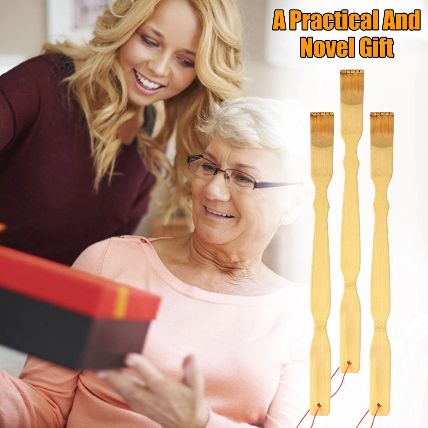 3 PCS Natural Bamboo Back Scratcher  Long Reach Itch Relief Tool Portable  Handcrafted Gift For Men 1