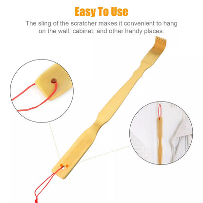 3 PCS Natural Bamboo Back Scratcher  Long Reach Itch Relief Tool Portable  Handcrafted Gift For Men 3