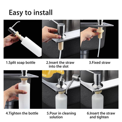 300ml Stainless Steel Kitchen Sink Soap Dispenser Polish Finish Hand Liquid Pump Bottle 2