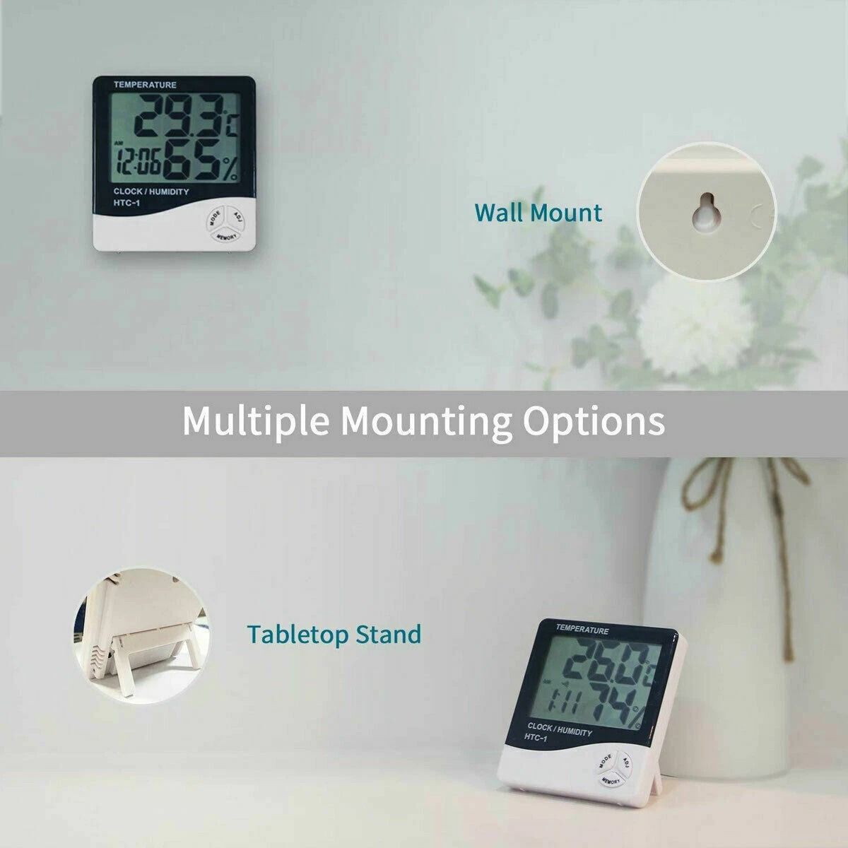 Digital Thermometer Indoor Outdoor With Humidity Meter LCD Display Hygrometer Alarm Clock Calendar  4