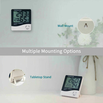 Digital Thermometer Indoor Outdoor With Humidity Meter LCD Display Hygrometer Alarm Clock Calendar  4