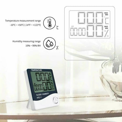 Digital Thermometer Indoor Outdoor With Humidity Meter LCD Display Hygrometer Alarm Clock Calendar  5