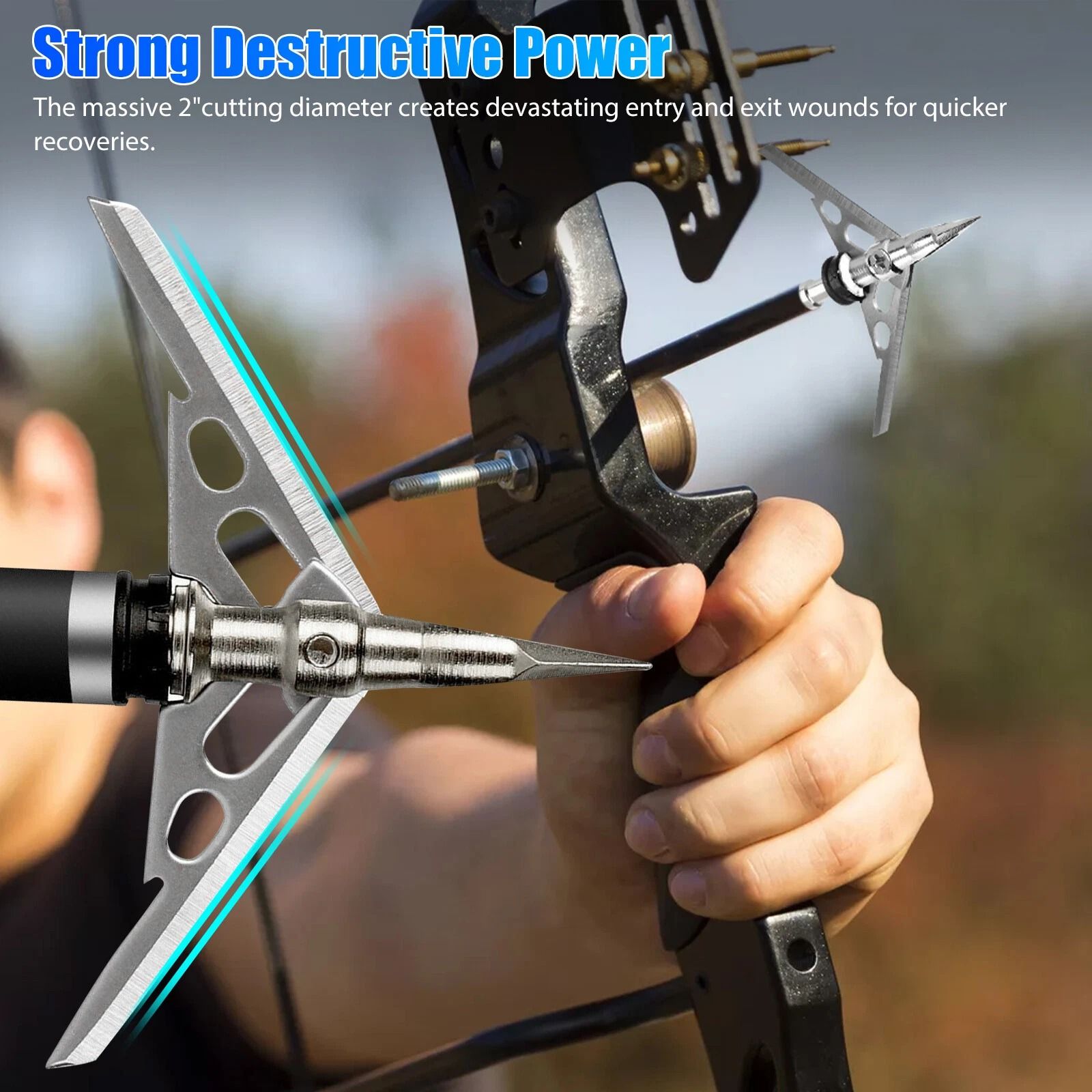 24Pcs 100 Grain Hunting Broadheads 2 Expandable Arrowhead Blades For Archery  Bowhunting 1