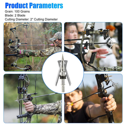 24Pcs 100 Grain Hunting Broadheads 2 Expandable Arrowhead Blades For Archery  Bowhunting 3