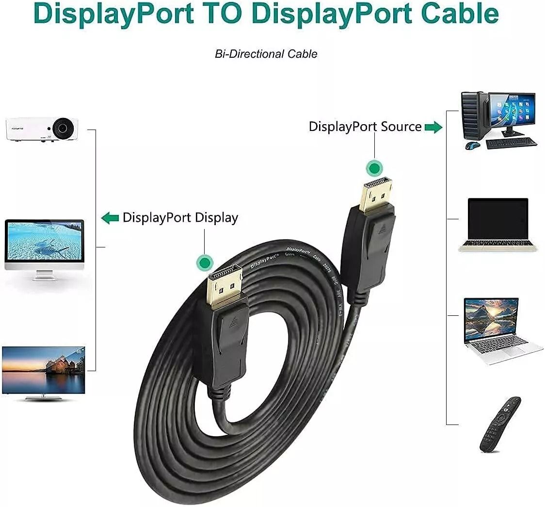 DisplayPort To DisplayPort Cable 6ft10ft DP Male To Male Cord 4K Ultra HD GoldPlated Connectors Sec 5