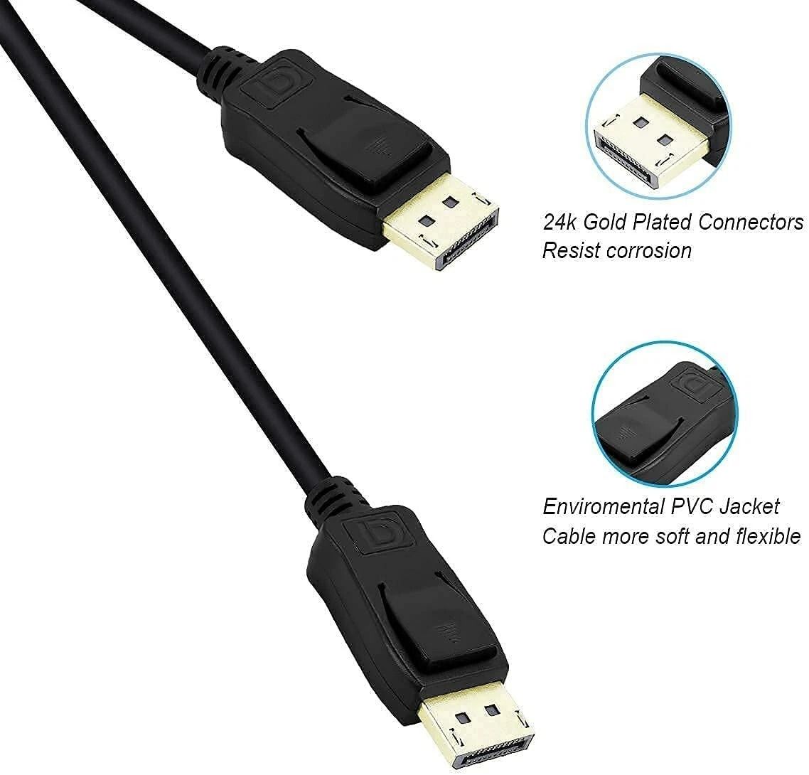 DisplayPort To DisplayPort Cable 6ft10ft DP Male To Male Cord 4K Ultra HD GoldPlated Connectors Sec 6