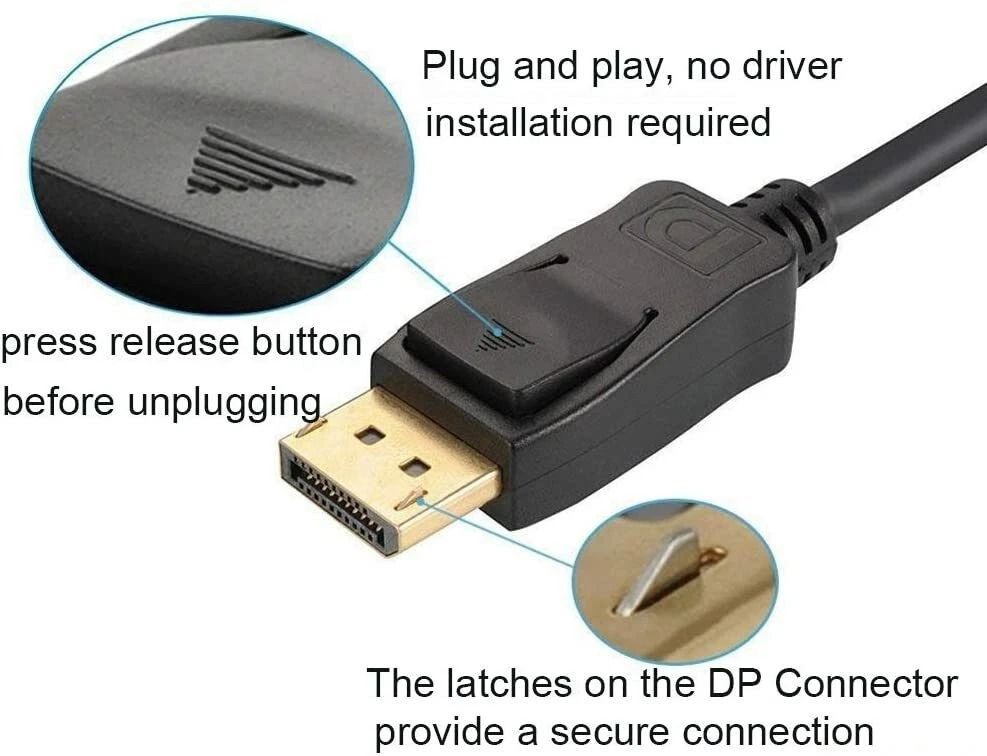 DisplayPort To DisplayPort Cable 6ft10ft DP Male To Male Cord 4K Ultra HD GoldPlated Connectors Sec 8