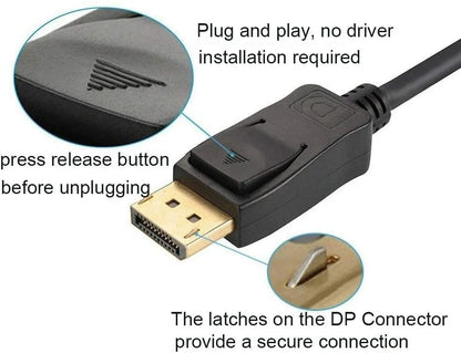 DisplayPort To DisplayPort Cable 6ft10ft DP Male To Male Cord 4K Ultra HD GoldPlated Connectors Sec 8