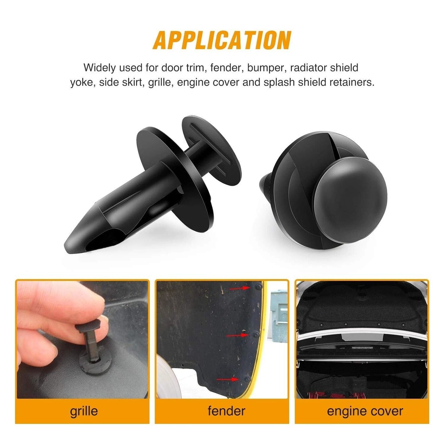 200PCS 8mm Bumper Retainer Clips  Auto Car Plastic Push Rivets Fastener For Fender Trim Panel  Mud  9