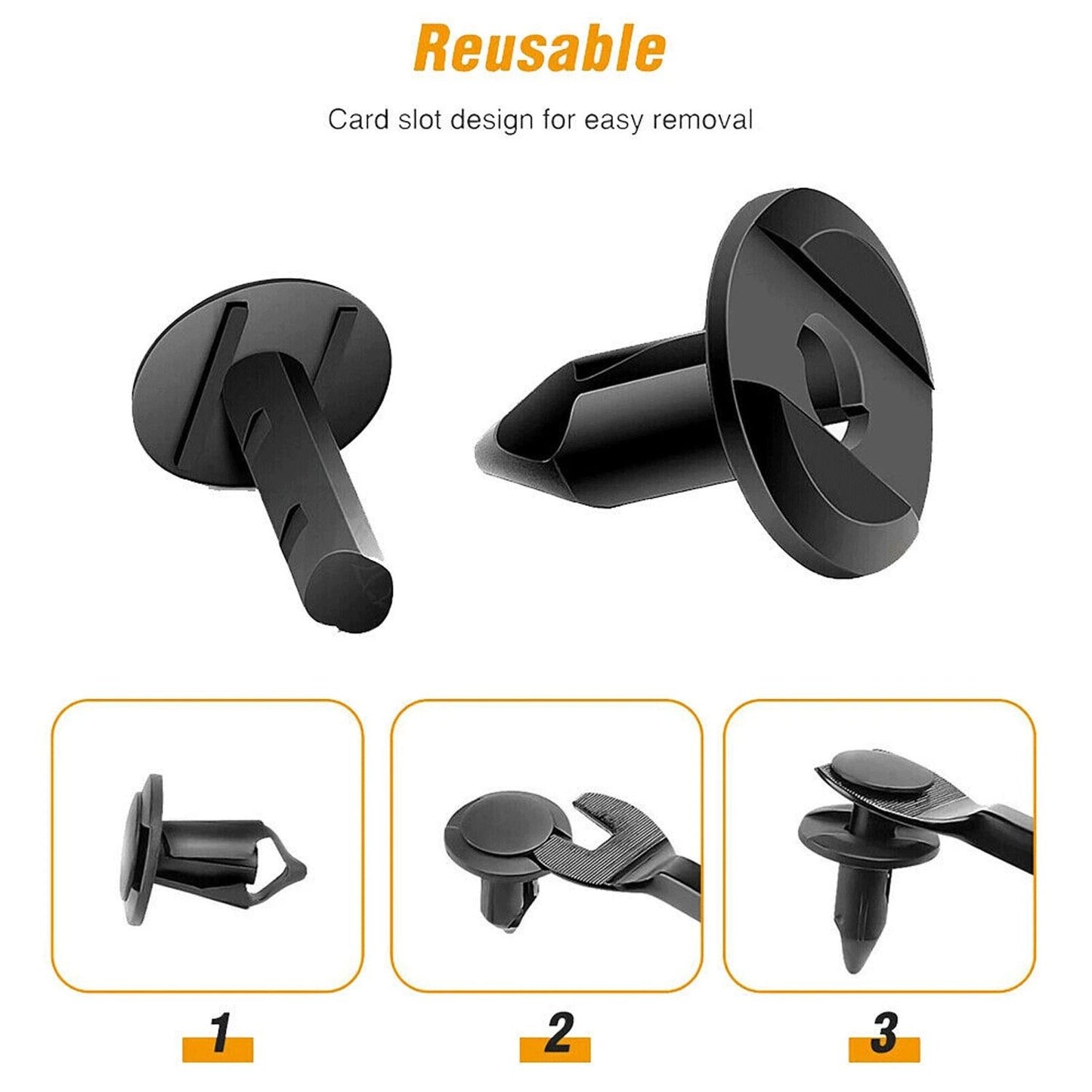 200PCS 8mm Bumper Retainer Clips  Auto Car Plastic Push Rivets Fastener For Fender Trim Panel  Mud  11