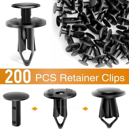 200PCS 8mm Bumper Retainer Clips  Auto Car Plastic Push Rivets Fastener For Fender Trim Panel  Mud  12