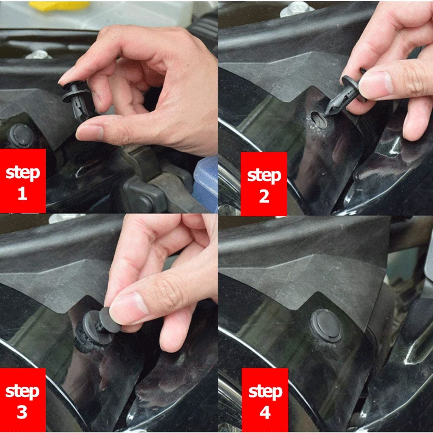 200PCS 8mm Bumper Retainer Clips  Auto Car Plastic Push Rivets Fastener For Fender Trim Panel  Mud  4