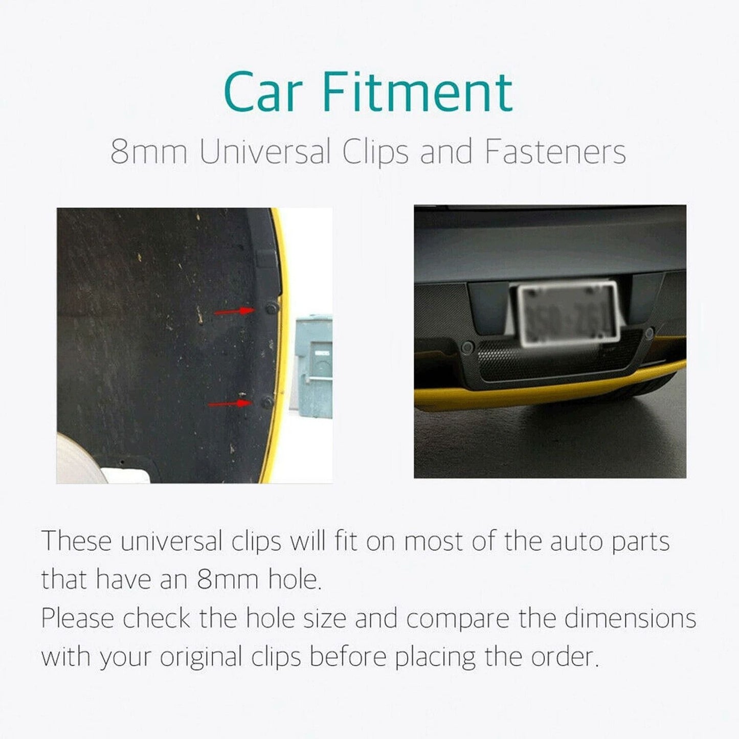 200PCS 8mm Bumper Retainer Clips  Auto Car Plastic Push Rivets Fastener For Fender Trim Panel  Mud  6