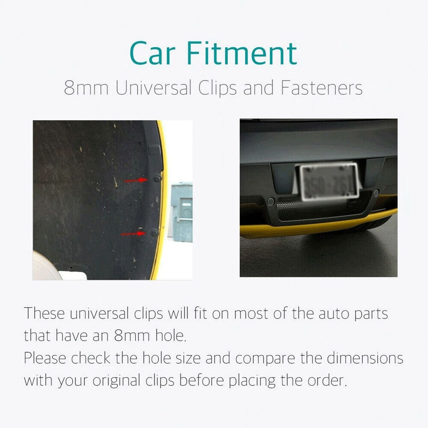 200PCS 8mm Bumper Retainer Clips  Auto Car Plastic Push Rivets Fastener For Fender Trim Panel  Mud  6
