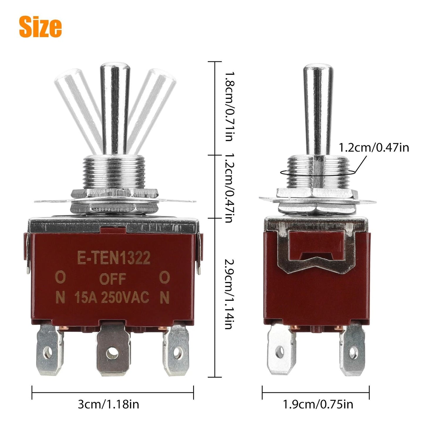 Heavy Duty DPDT ONOFFON Toggle Switch 20A 125V  15A 250V With Screw Terminals 5