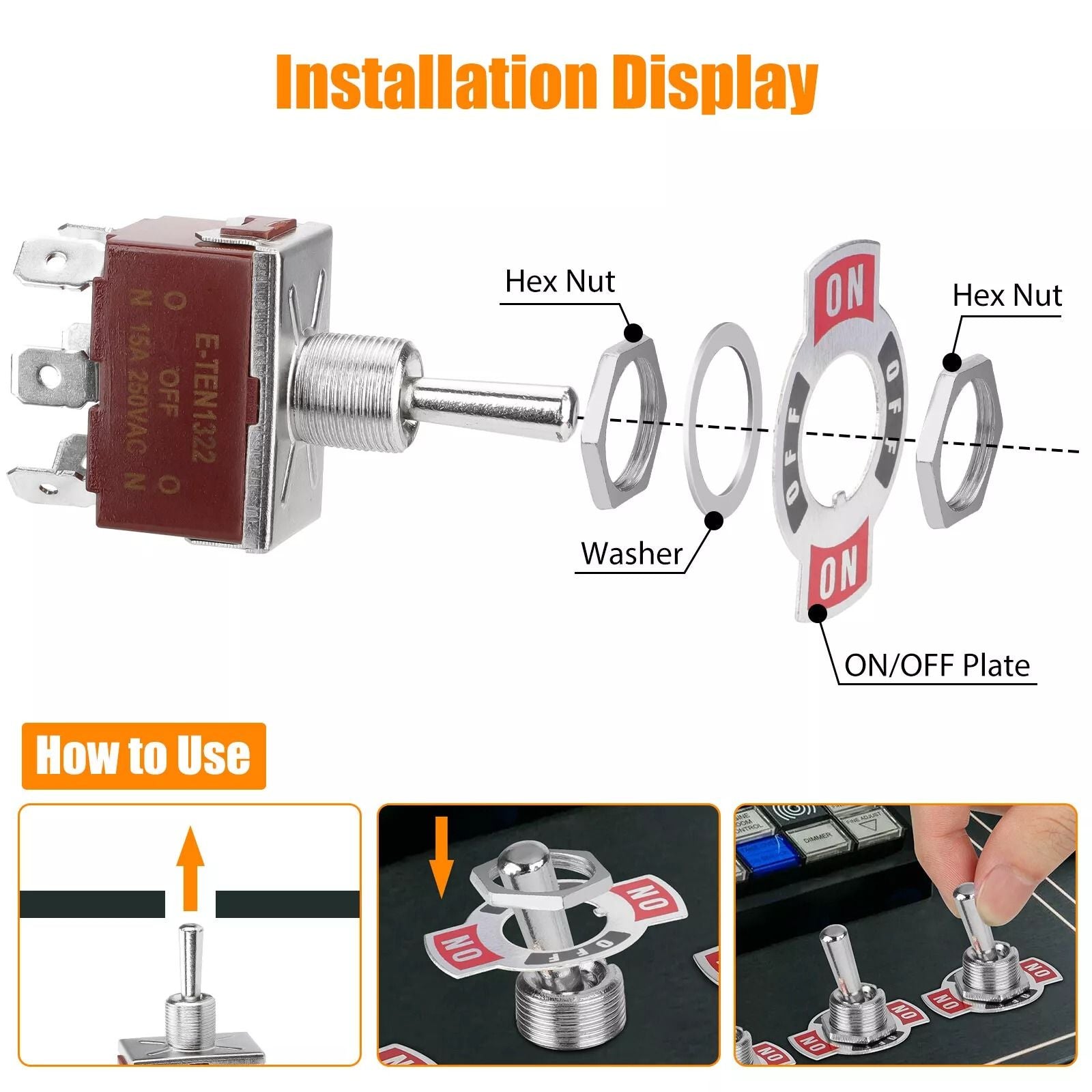 Heavy Duty DPDT ONOFFON Toggle Switch 20A 125V  15A 250V With Screw Terminals 4