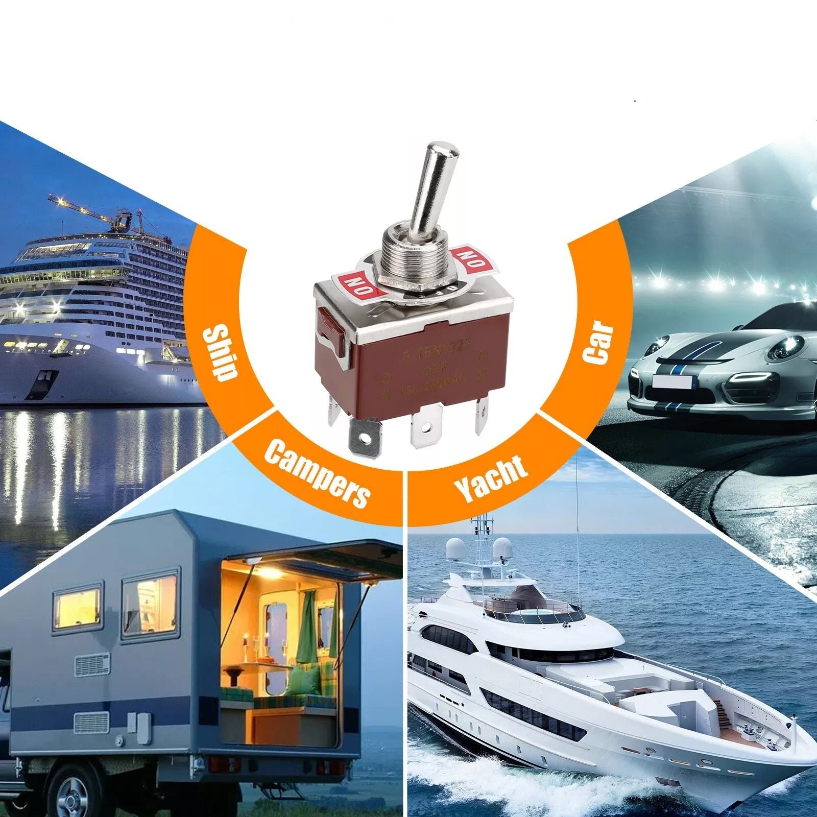 Heavy Duty DPDT ON/OFF/ON Toggle Switch, 20A 125V / 15A 250V with Screw Terminals