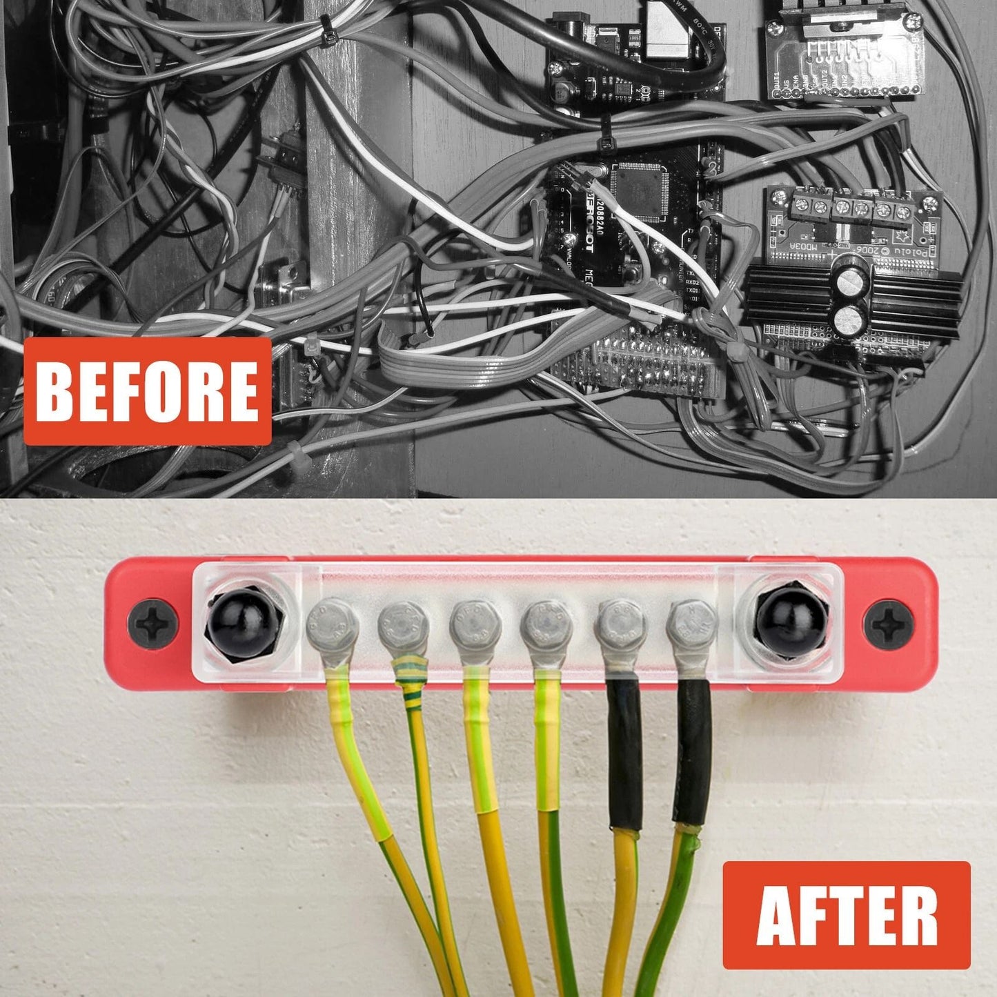 6Way Terminal Block Bus Bar 150A Power Distribution For Auto Car Boat  Marine with Cover 1